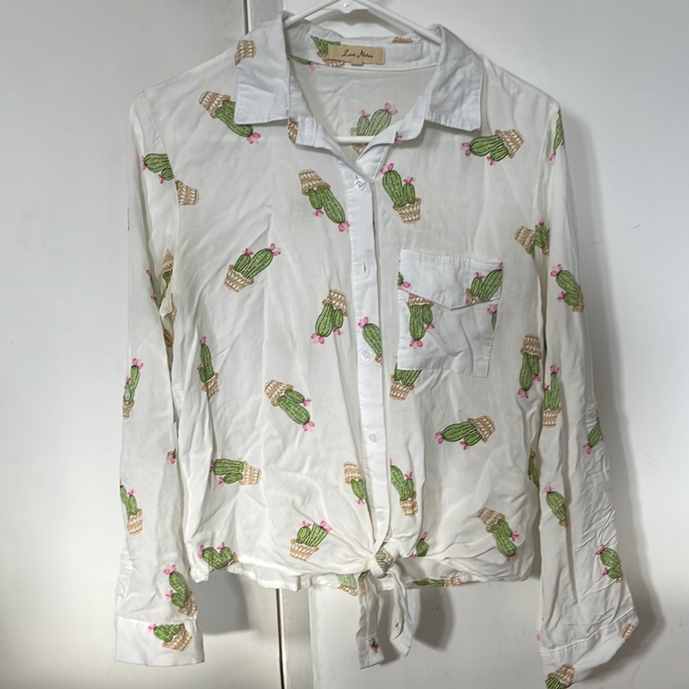 Button up cactus print shirt
